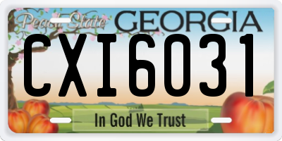GA license plate CXI6031