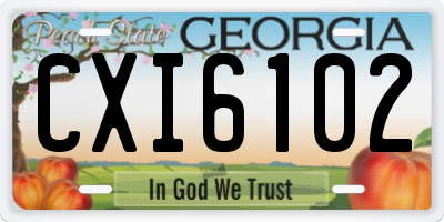 GA license plate CXI6102