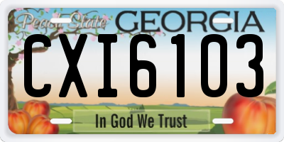 GA license plate CXI6103