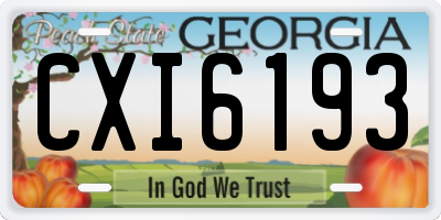 GA license plate CXI6193