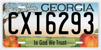 GA license plate CXI6293