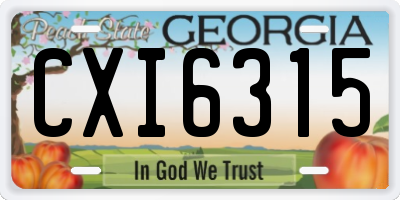 GA license plate CXI6315