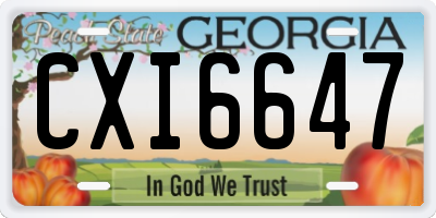 GA license plate CXI6647