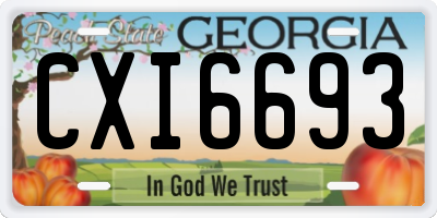 GA license plate CXI6693