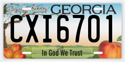 GA license plate CXI6701