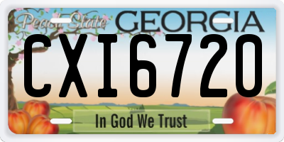 GA license plate CXI6720