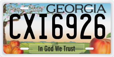 GA license plate CXI6926