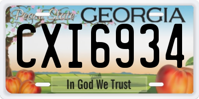 GA license plate CXI6934