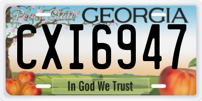 GA license plate CXI6947