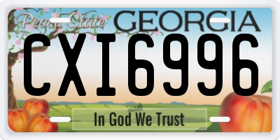 GA license plate CXI6996