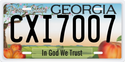GA license plate CXI7007