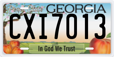GA license plate CXI7013