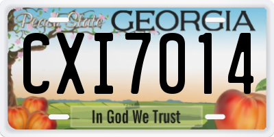 GA license plate CXI7014