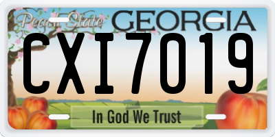 GA license plate CXI7019