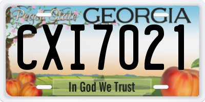 GA license plate CXI7021