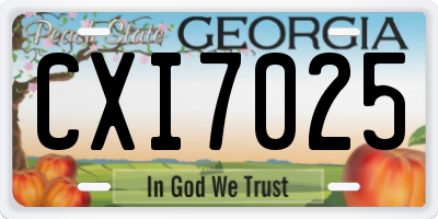 GA license plate CXI7025