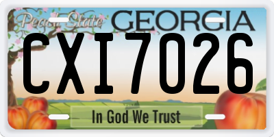 GA license plate CXI7026