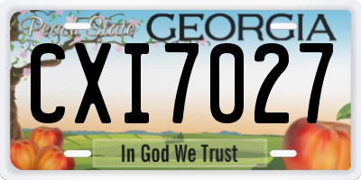 GA license plate CXI7027