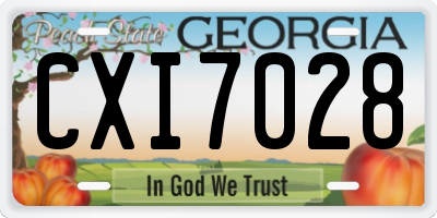 GA license plate CXI7028