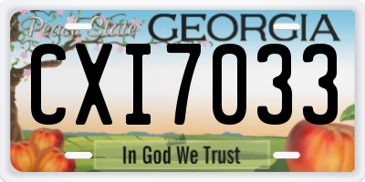 GA license plate CXI7033