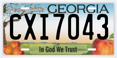 GA license plate CXI7043