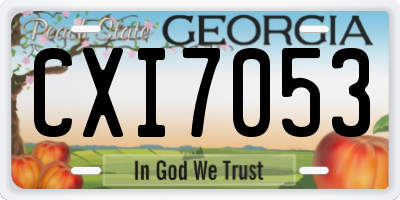 GA license plate CXI7053
