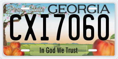 GA license plate CXI7060