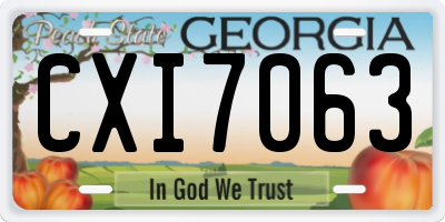 GA license plate CXI7063