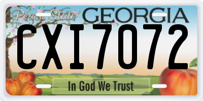 GA license plate CXI7072