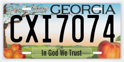 GA license plate CXI7074