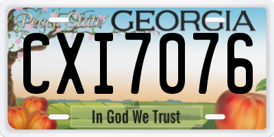 GA license plate CXI7076