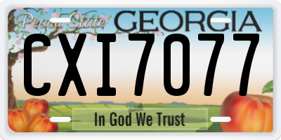 GA license plate CXI7077