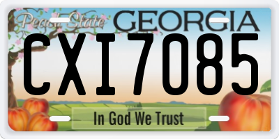 GA license plate CXI7085
