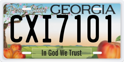GA license plate CXI7101