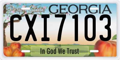 GA license plate CXI7103