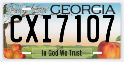 GA license plate CXI7107