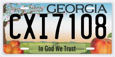 GA license plate CXI7108