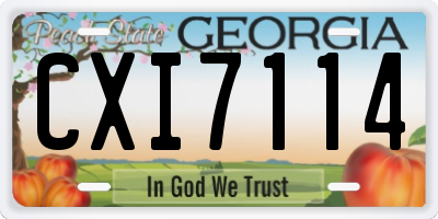 GA license plate CXI7114