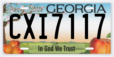 GA license plate CXI7117