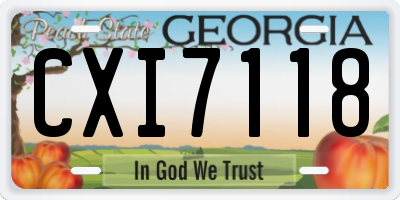 GA license plate CXI7118