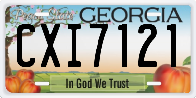 GA license plate CXI7121