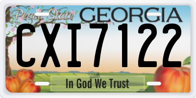 GA license plate CXI7122