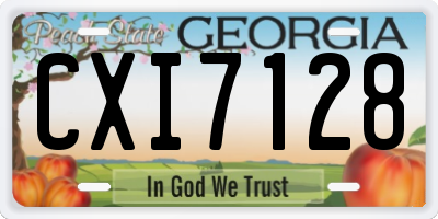 GA license plate CXI7128