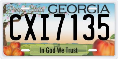GA license plate CXI7135
