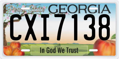GA license plate CXI7138