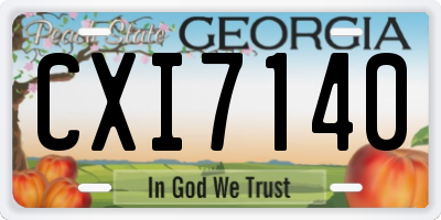 GA license plate CXI7140