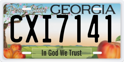 GA license plate CXI7141