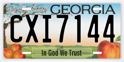 GA license plate CXI7144