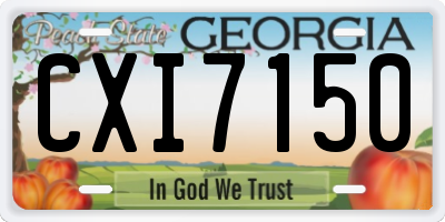 GA license plate CXI7150