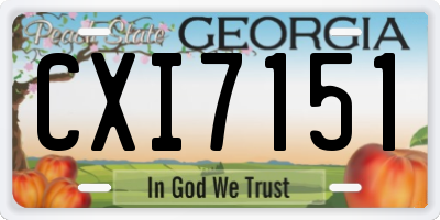 GA license plate CXI7151